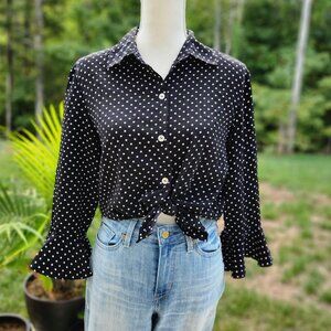 Authentic Vintage 90's Witchy Bell Sleeve polka dot blouse